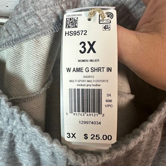 Adidas womens drawstring shorts jersey knit gray USA activewear casual plus size - Picture 5 of 12